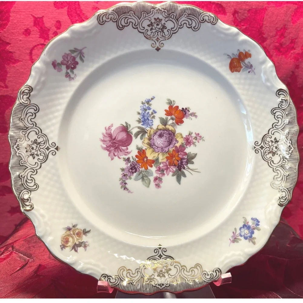 Vintage Schumann Bavaria 1886 Wild Rose Garden Dessert Plate 8